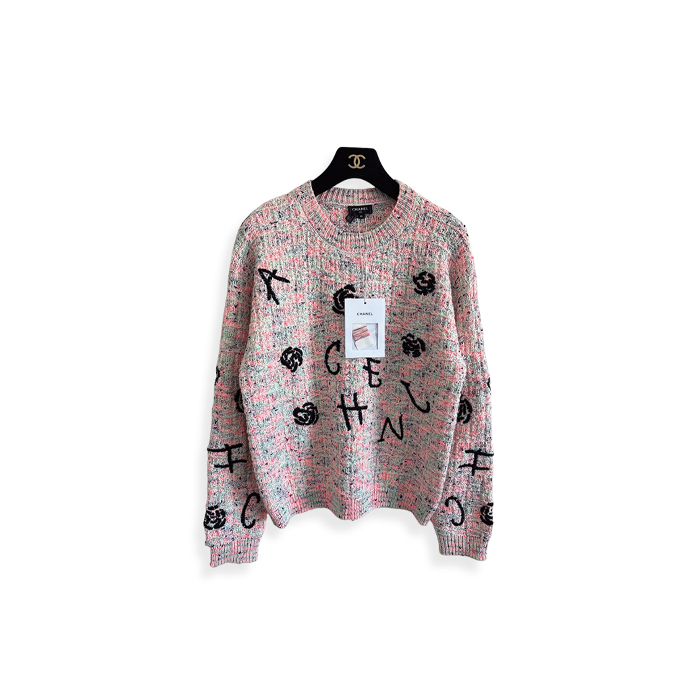 CHANEL CREW NECK EMBROIDERED KNIT SWEATER P76894